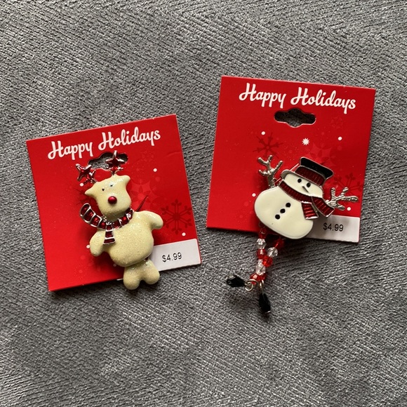 Christmas Reindeer & Snowman Pin  NWT - Picture 6 of 8